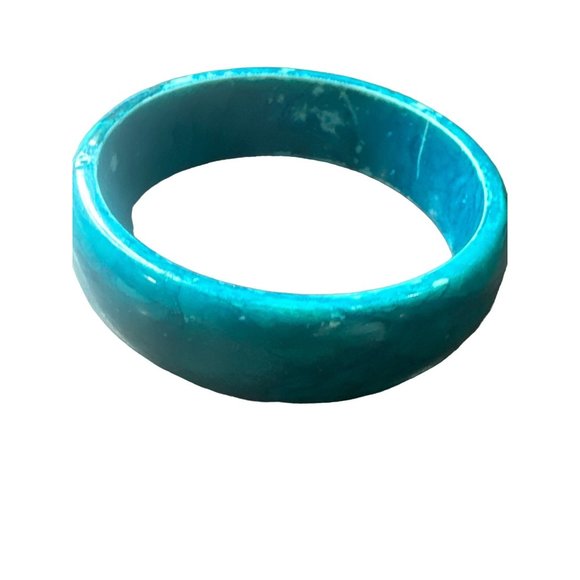 VTG Wide Turquoise Teal Color Plastic Bangle - Picture 2 of 6